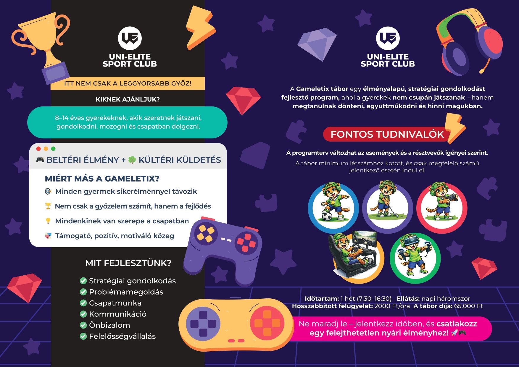 Gameletix tábor 2026 részletek